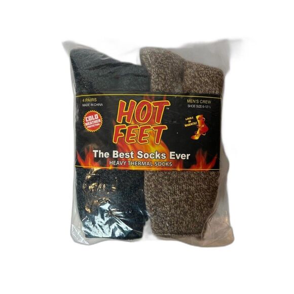 Hot Feet Heavy Thermal Socks Men's 4PK Size 6-12.5 New - Picture 1 of 2